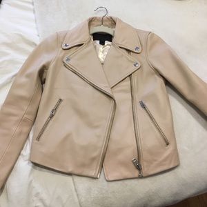 J. Crew Collection Leather Moto Jacket in Sand